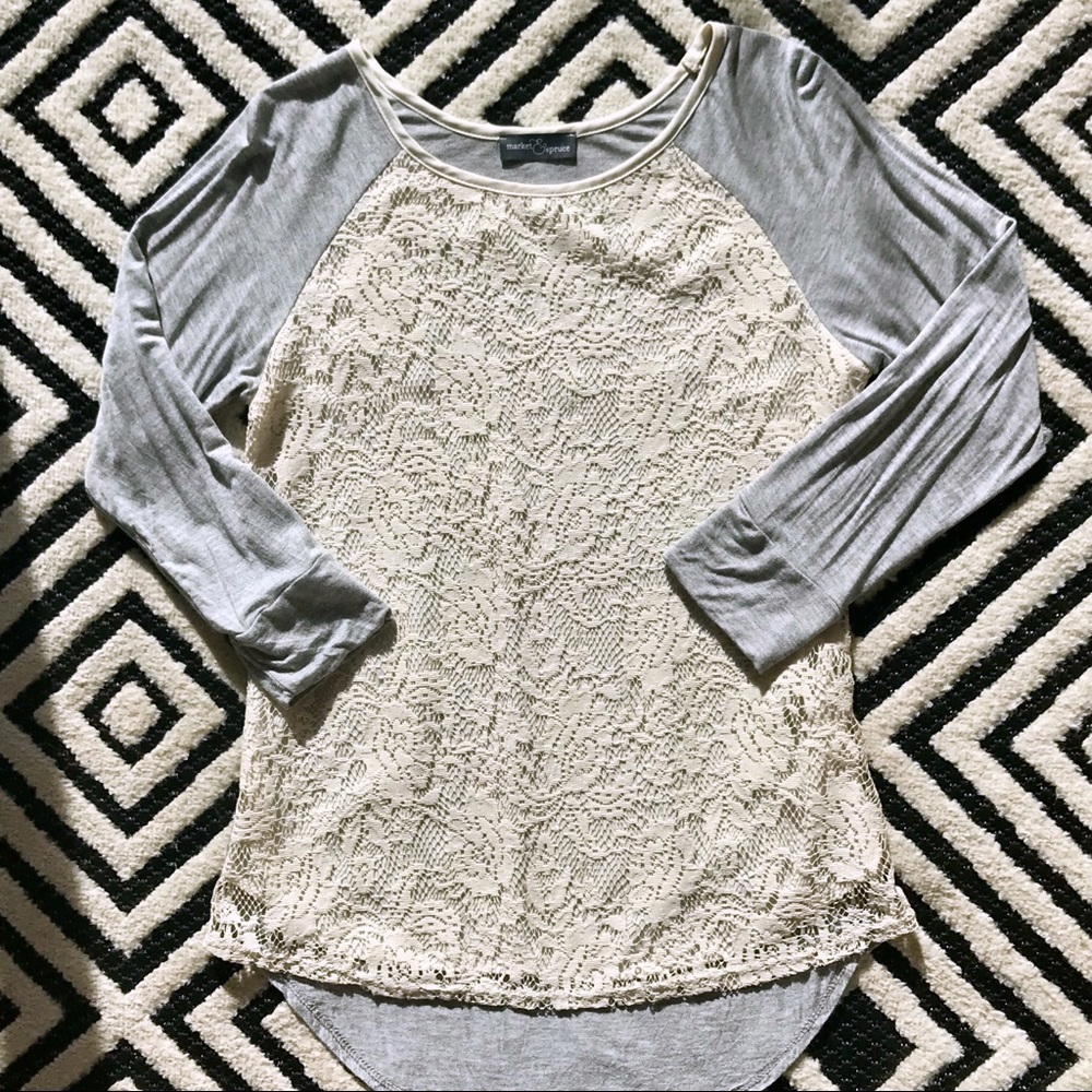 Market & Spruce | Lace Front Ragland Top